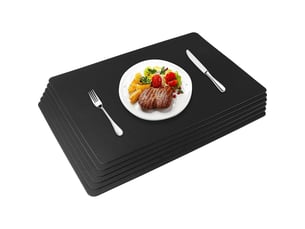 Serbia – lot de 6 sets de table en cuir pu noir 45×30 cm – antidérapants et imperméables – résistants à la chaleur jusqu'à 80°c – lavables