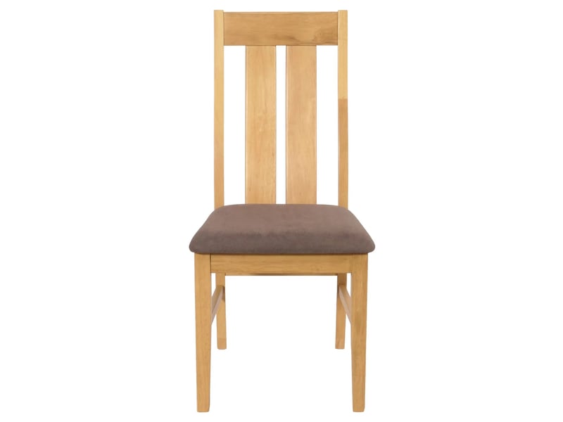  Lot de 6 chaises de salle à manger dossier haut assise rembourrée et protections de sol tissu taupe et bois massif d’hévéa 04_0010143  - Conforama E