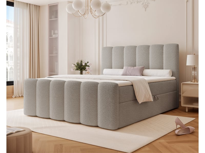  Lit adulte ferrero - 180x200 cm - avec matelas à ressorts - coffre de rangement à ouverture latérale - gris FERRERO - Conforama B