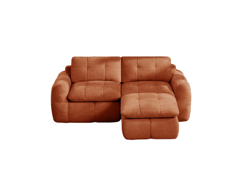 Canapé d’angle modulable 2 places en chenille orange – 194 x 160 x 68 cm Fay Lum - Conforama A