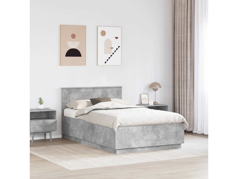  Lit double- lit adulte -  cadre de lit gris béton 135 x 190 cm bois d'ingénierie  - Conforama B