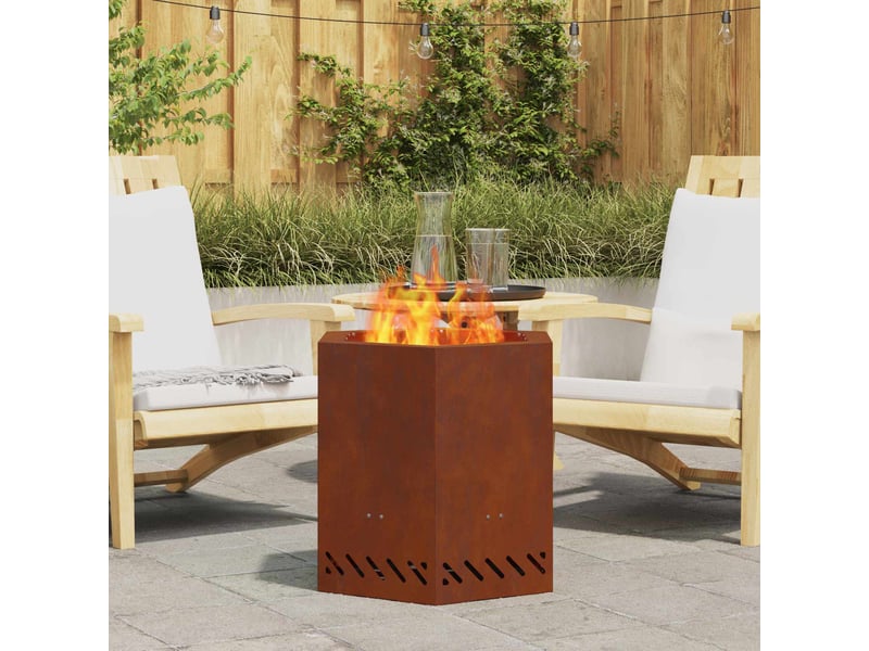  Brasero exterieur, foyer sans fumée rouillé 48x48x51 cm acier patiné shl32996  - Conforama B