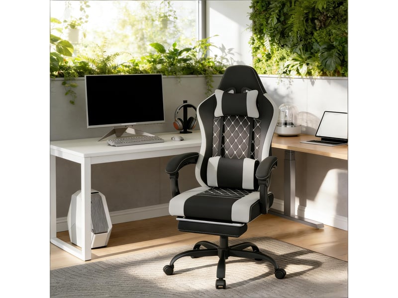  Chaise de bureau ergonomique pivotante avec fonction massage, fauteuil gaming  - Conforama B