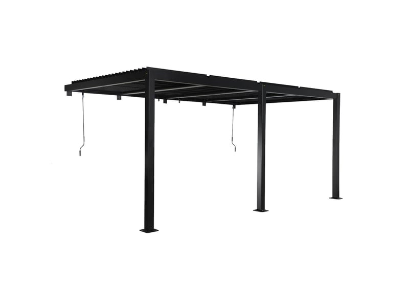  Pergola bioclimatique aluminium adossée lames orientables 5x3m noir palace  - Conforama A