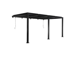 Pergola bioclimatique aluminium adossée lames orientables 5x3m noir palace