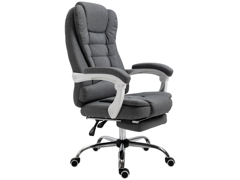  Fauteuil de bureau inclinable avec repose-pieds rétractable et dossier haut en tissu gris  - Conforama B