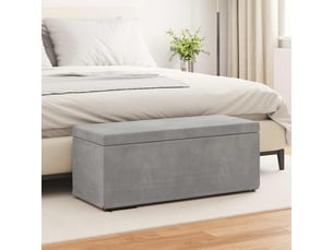 Tabouret bas, ottoman gris clair 101x41x40 cm velours et bois composite