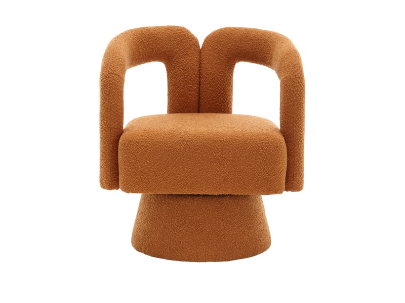  Fauteuil pivotant à 360° en tissu bouclette orange  - Conforama A