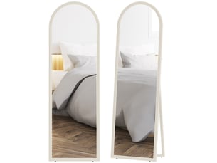 Miroir plein pied cadre cintré effet pierre blanc 50 x 160 cm