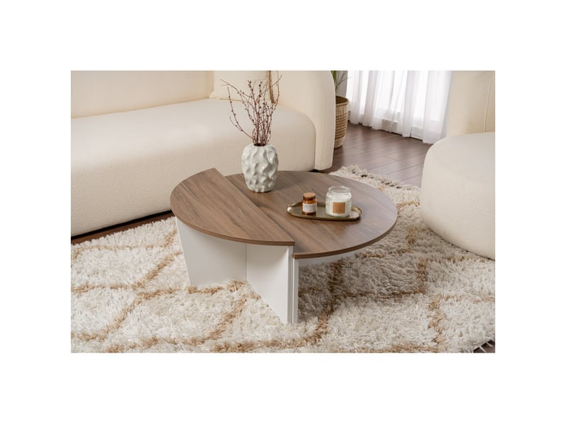  Tables basses gigognes en bois mdf mélaminé noyer et blanc 90 x 60 x 30 cm lot de 2  - Conforama C