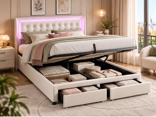 Lit coffre 180x200 cm KEFSR   coloris beige
