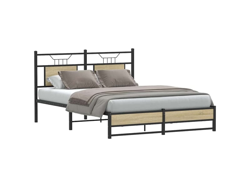  Lit double- lit adulte -  cadre de lit sans matelas chêne sonoma 150x200 cm  - Conforama A