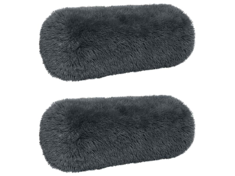 Lot de 2 coussins avec oreiller, coussins décoratifs heerlen anthracite fleece pv cf50374 - Conforama A