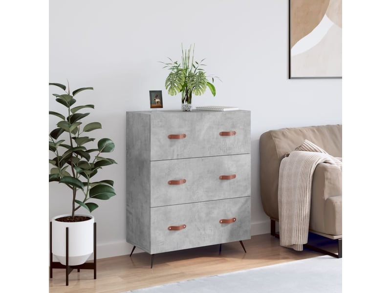  Commode chambre adulte, armoire à tiroirs gris béton 69,5x34x90 cm bois d'ingénierie  - Conforama B