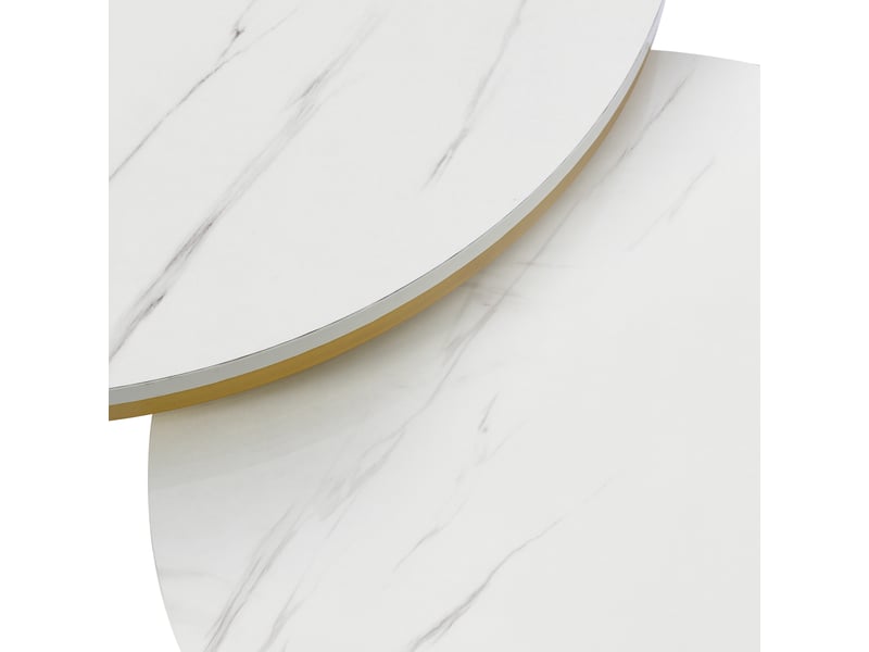  Table basse gigogne effet marbre blanc lot de 2 tables basses rondes mdf  - Conforama R