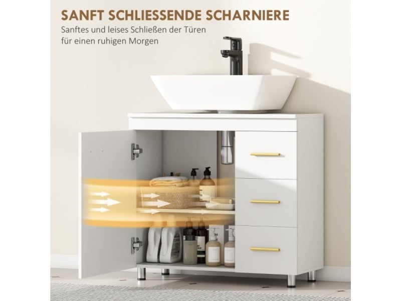 Meuble de salle de bains blanc à 3 niveaux, en mdf et panneau aggloméré - Conforama E