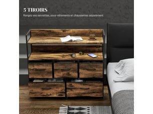 Chiffonnier 5 tiroir(s)    <strong></strong> <strong></strong> coloris marron largeur 98 cm hauteur 85 cm