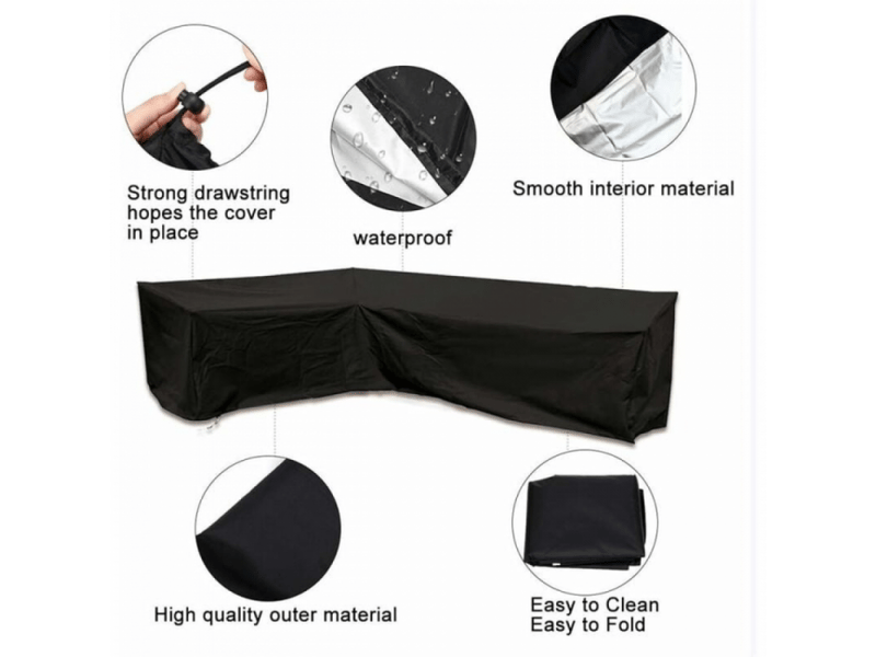  Housse de chaise - 320 x 320 cm x80cm housse de meuble d'angle jardin imperméable, housse de canape jardin en forme de l, couverture en 210d oxford tissu  - Conforama C