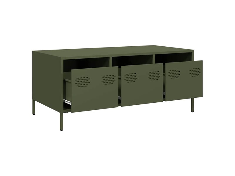  Table basse rectangulaire | table de salon vert olive 101,5x50x43,5 cm acier laminé à froid  - Conforama E