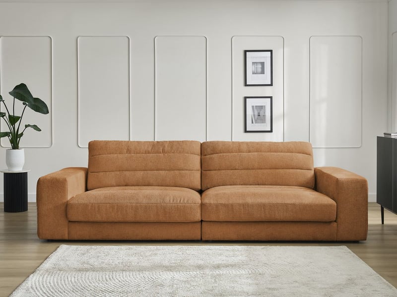  Bobochic canapé droit fixe 3 places sierra tissu texturé orange SIERRA - Conforama D