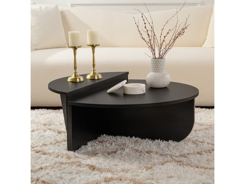  Table basse ronde couleur bois noir d90 cm  - Conforama B