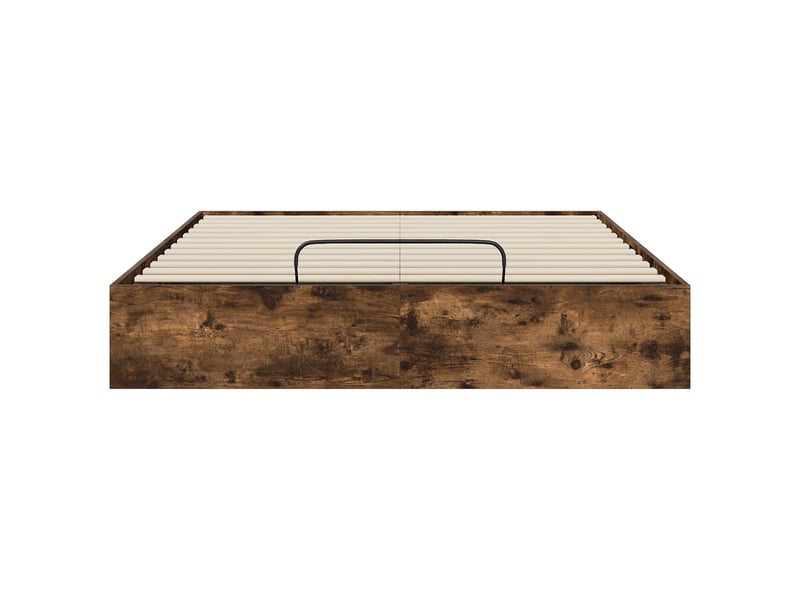  Lit adulte, lit semi-double, cadre de lit ottoman avec stockage chêne fumé 193x135x25cm cf10163  - Conforama E
