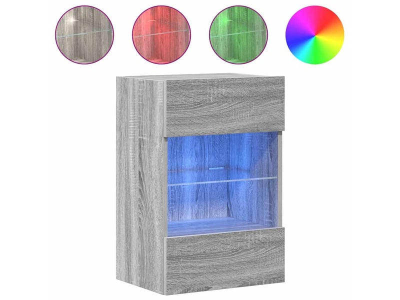 Meubles muraux avec lumières led pour tv 2 pcs sonoma gris 40x30x60,5cm - Conforama E