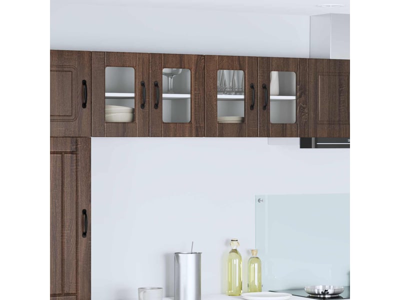  Meuble mural de cuisine, cabinet en verre mural 2 pcs chêne brun bois d'ingénierie shl8619  - Conforama B