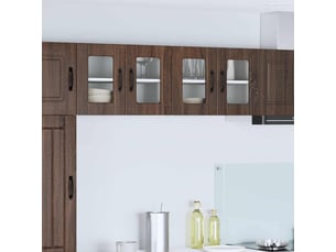 Meuble mural de cuisine, cabinet en verre mural 2 pcs chêne brun bois d'ingénierie shl8619