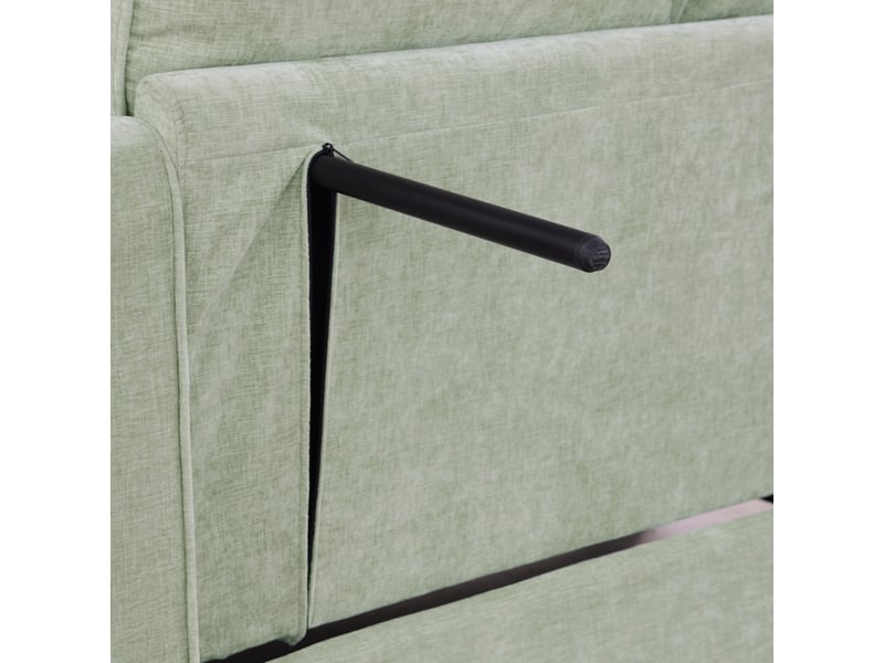  Canapé droit convertible 1 place en tissu bleu avec pouf de rangement, idéal pour les petits espaces  - Conforama D