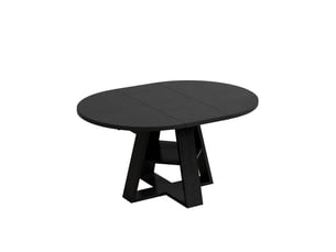 Table à manger ronde extensible ø110 cm, mdf noir effet bois
