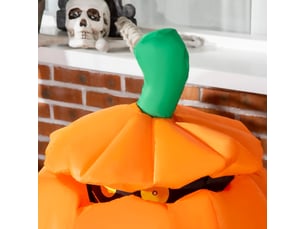 Décoration gonflable de jardin avec chat mobile et éclairage led pour halloween en polyester orange 76×64×91-115 cm