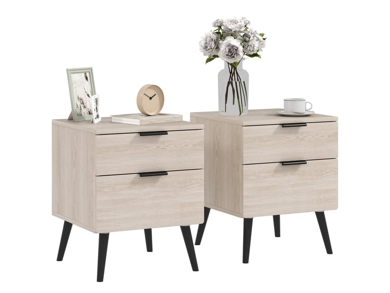  Lot de 2 tables de chevet style nordique finition chêne table de nuit avec tiroirs chambre salon 40 x 40 x 50 cm T1003-01-10386 - Conforama A