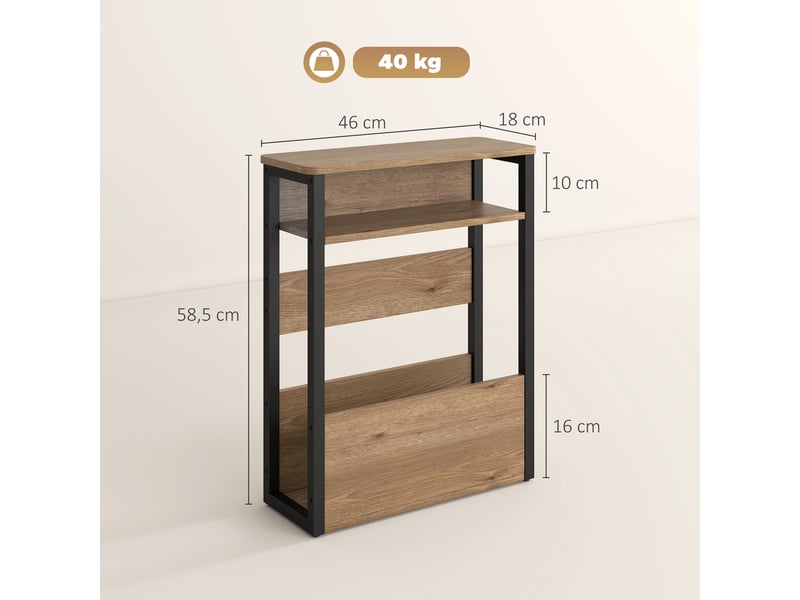 Table d'appoint table de chevet avec étagère à deux niveaux coins arrondis noyer 46l x 18p x 58,5h cm  - Conforama C