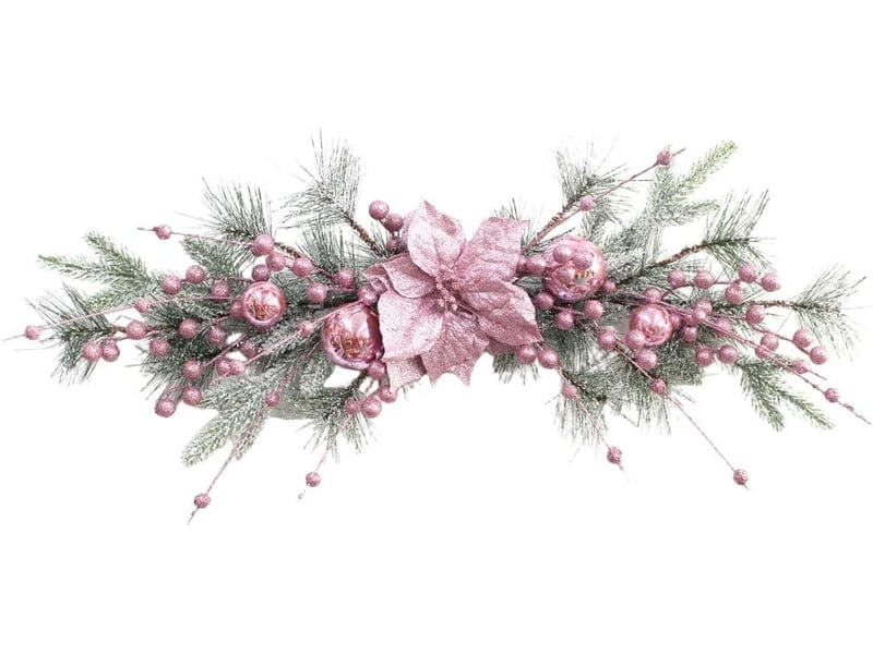  Guirlande de noël suspendue 70 cm en forme de goutte avec boules décoratives, couronne de porte intérieur extérieur  - Conforama A