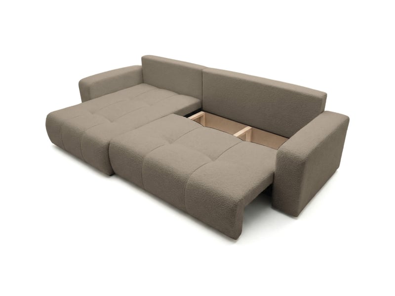 Canapé d'angle bardot max réversible convertible 5 places en tissu bouclette - taupe BARDOT - Conforama C