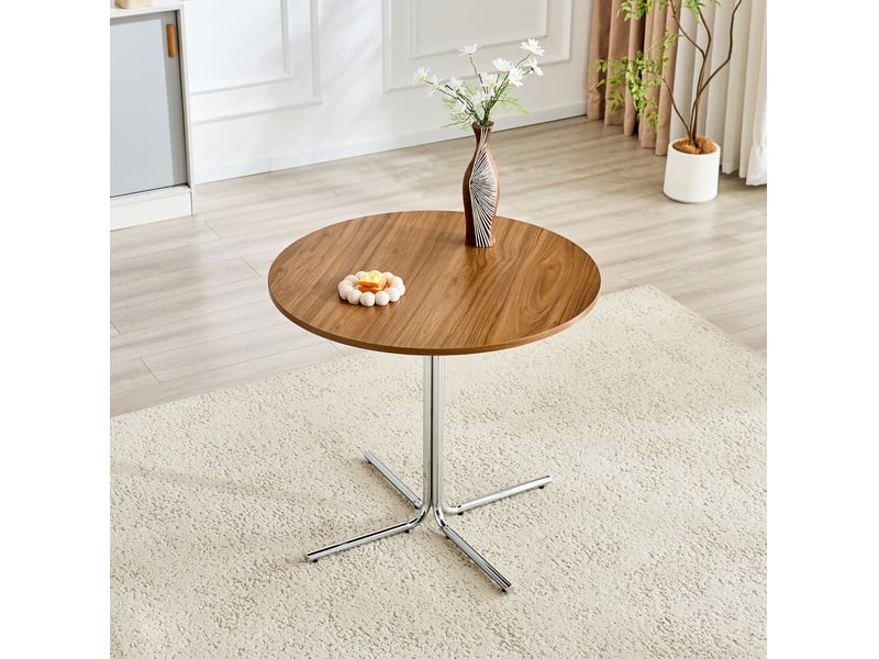  Table basse ronde avec plateau en mdf et piètement métallique à 3 pieds, style moderne, pour salon, bureau et balcon  - Conforama B
