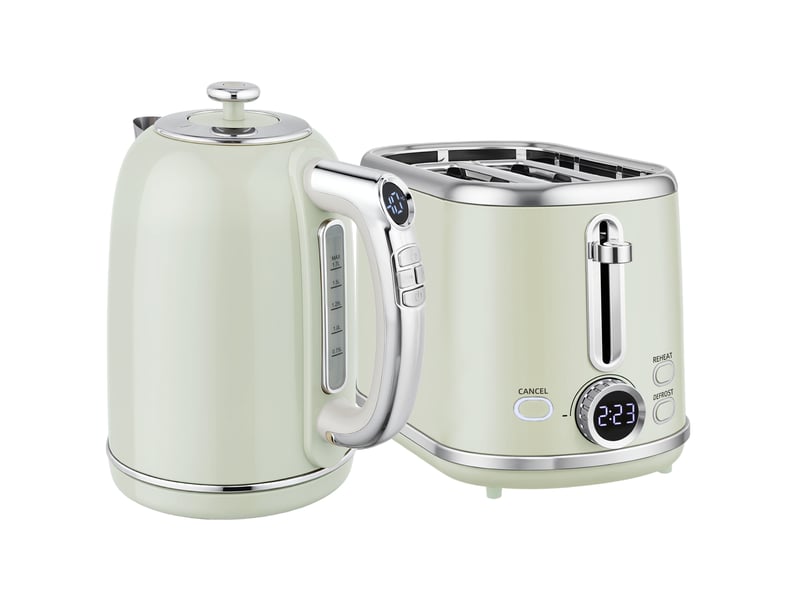 Ensemble bouilloire et grille-pain, gris, bouilloire en acier inoxydable 1,7 l et 2200 w et grille-pain à 2 tranches - Conforama B