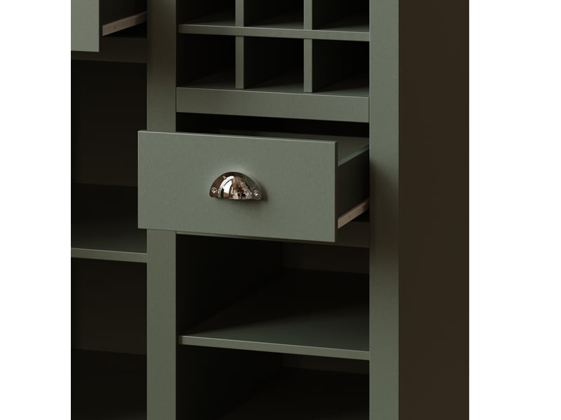  Meuble cuisine haut 120x45x188 cm, avec led, buffet, armoire de cuisine, charge, tablettes réglables, mdf, vert antique  - Conforama E