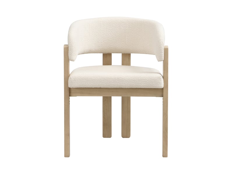  Lot de 2 chaises de salle à manger avec accoudoirs en tissu bouclé, coloris naturel  - Conforama A