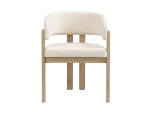 Lot de 2 chaises de salle à manger avec accoudoirs en tissu bouclé, coloris naturel