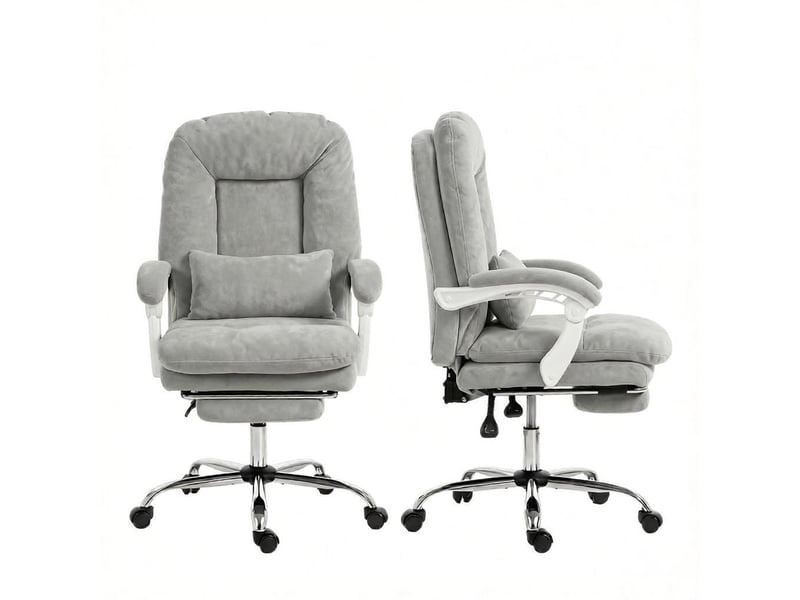  Fauteuil de bureau avec repose-pieds velours gris 64 x 70 x 108-116 cm T5828P549236 - Conforama A
