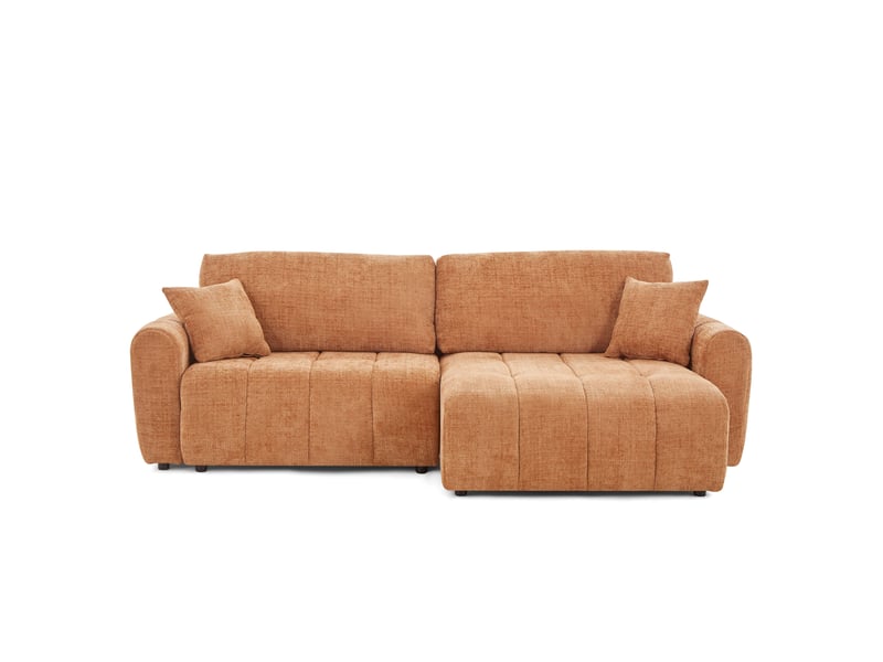 Canapé d'angle convertible et réversible jonea 4 places tissu texturé terracotta - Conforama A