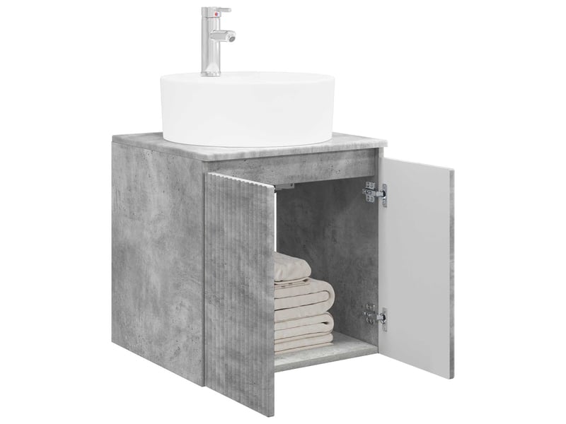  Vanité de lavabo mural, meuble de rangement gris béton 49.5x44.5x65 cm shl4629  - Conforama C