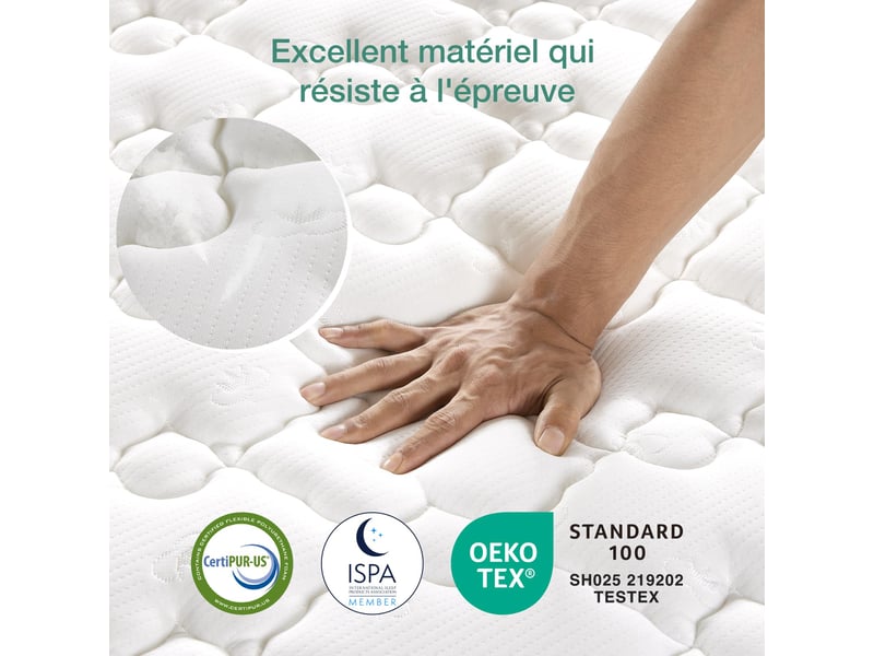  Novilla matelas hybride , ressorts ensachés, mousse de confort, soutien lombaire, 120 x 200 cm, épaisseur 20 cm  - Conforama D