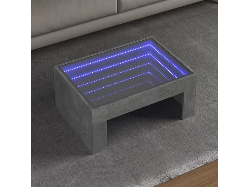  Table basse - table de salon - table à thé avec led infini gris béton 70x50x30 cm  - Conforama B