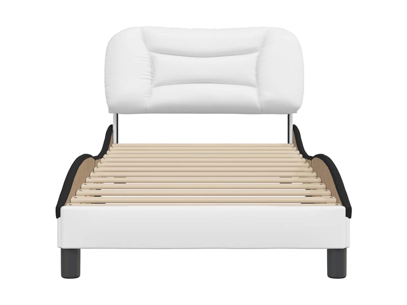  Lit simple- lit adulte -  cadre de lit sans matelas hvar blanc et noir 80x200 cm similicuir  - Conforama C