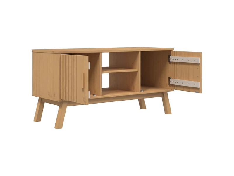 Meuble tv - banc tv - meuble de rangement olden marron 114x43x57 cm bois de pin massif  - Conforama E
