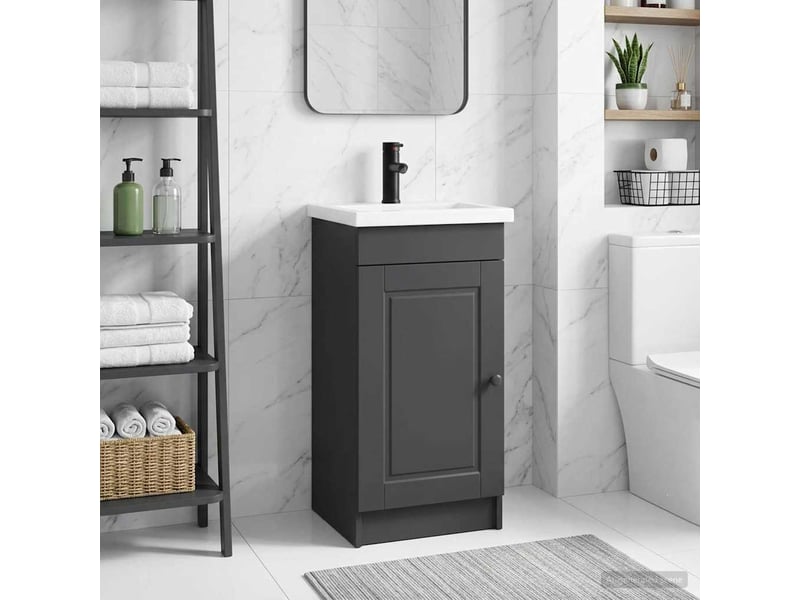 Meuble salle de bain avec évier, meuble de rangement noir 42x40x84.5 cm shl9881 - Conforama B