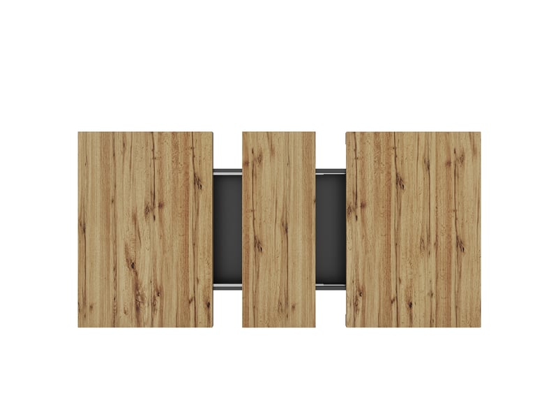 Table à manger extensible, 110x80x75 cm, repas, salle à manger, design moderne, pratique, mdf, coloris noir et naturel - Conforama E